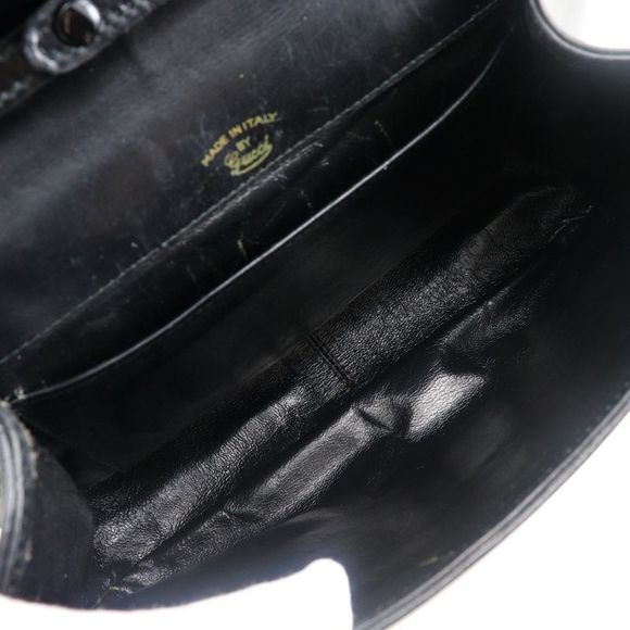 Gucci Old Gucci Sherry Line 2WAY Clutch Calf Black Ladies Shoulder Bag - Picture 5 of 10